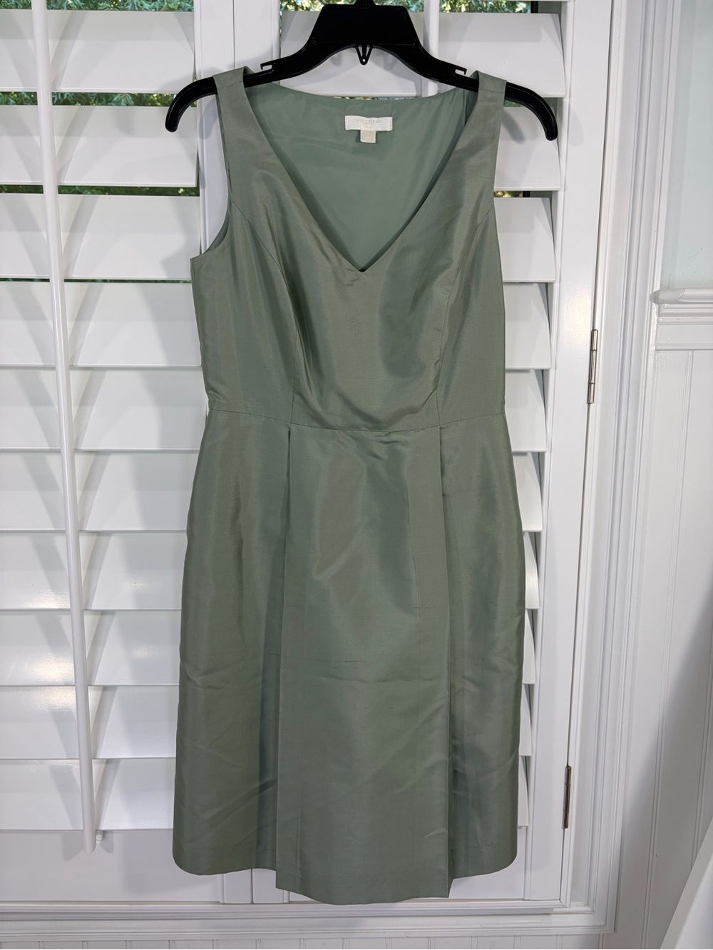 Ann Taylor Silk Sage Sleeveless V-Neck Dress   (2)